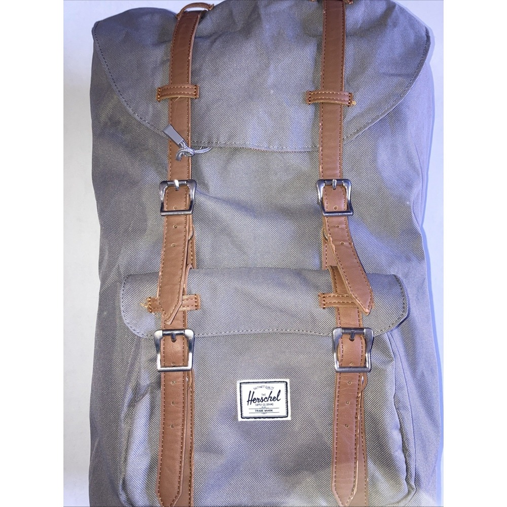 Herschel Little America Mid Laptop Backpack Grey & Red/White Stripe Lining - Picture 6 of 16